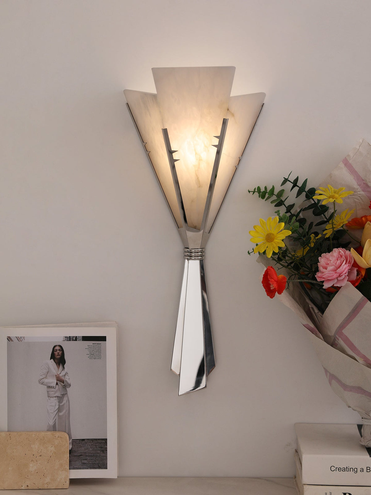 Aura albast Fan wandlamp