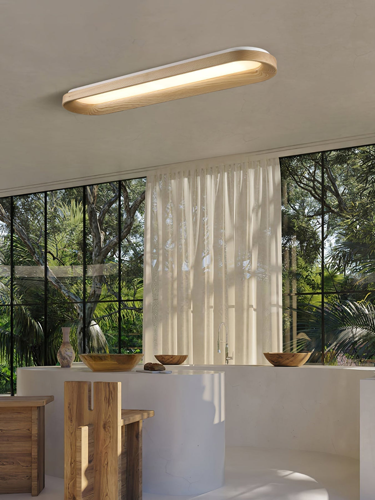 Zatalel Moderne minimalistische plafondlamp met vloeiend wolkendesign van hout
