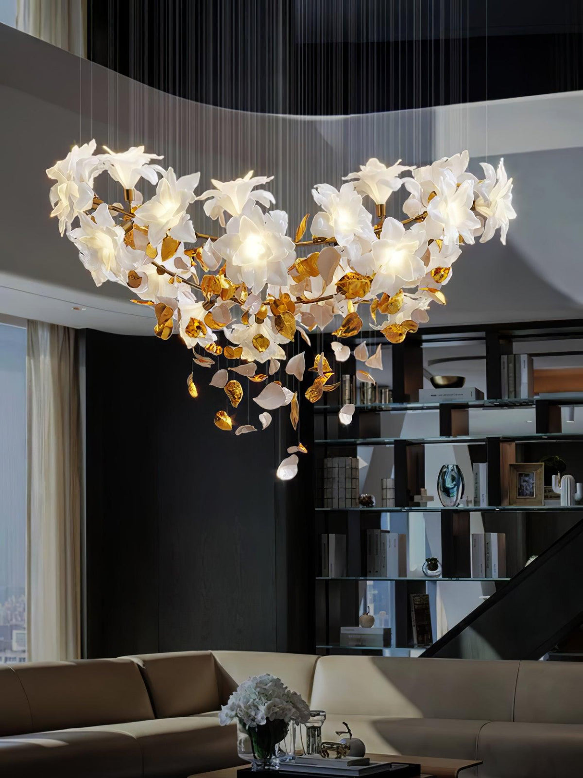 Araeos Flying Flowers Fluttering Kroonluchter van messing