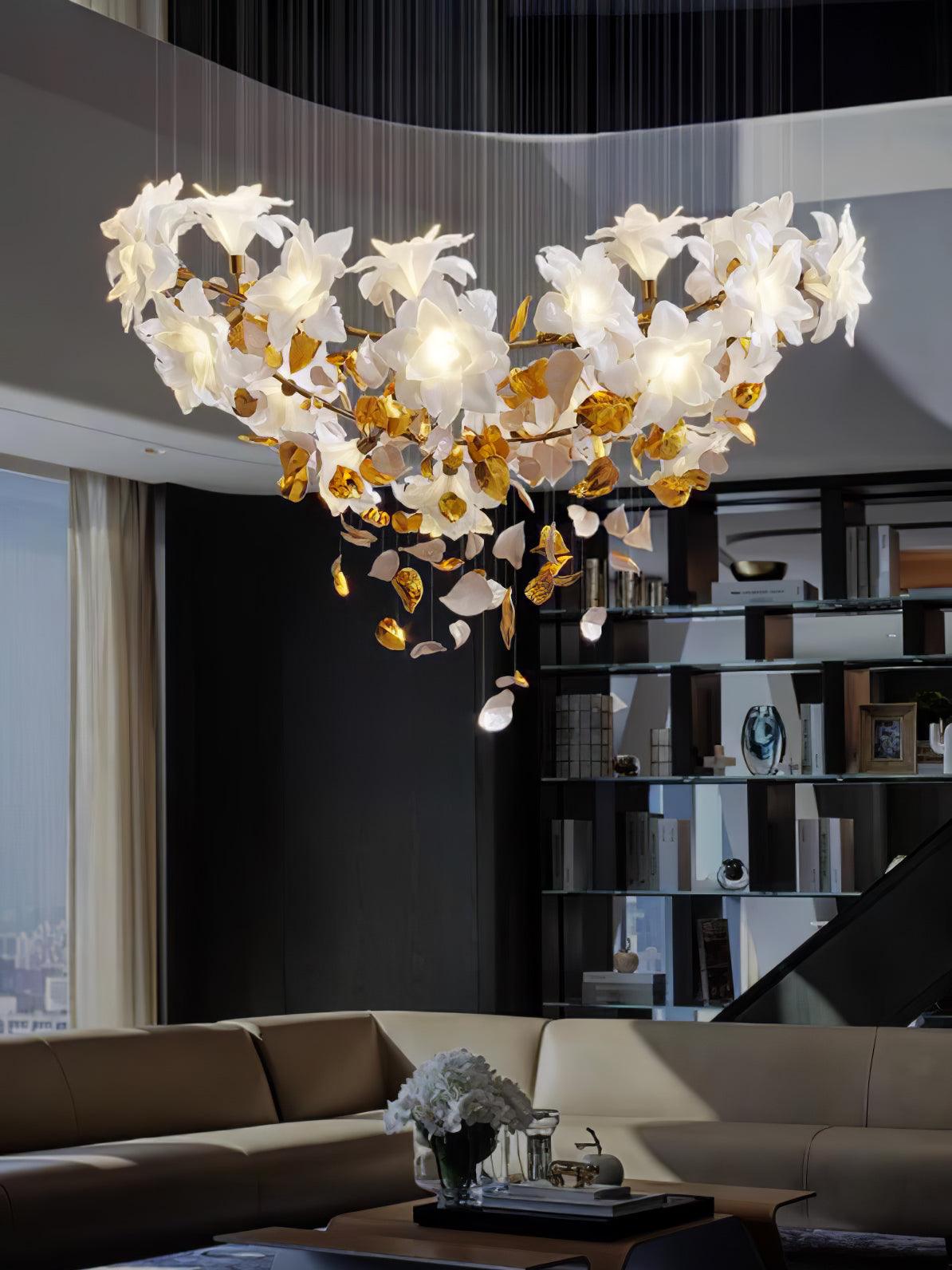 Araeos Flying Flowers Fluttering Kroonluchter van messing