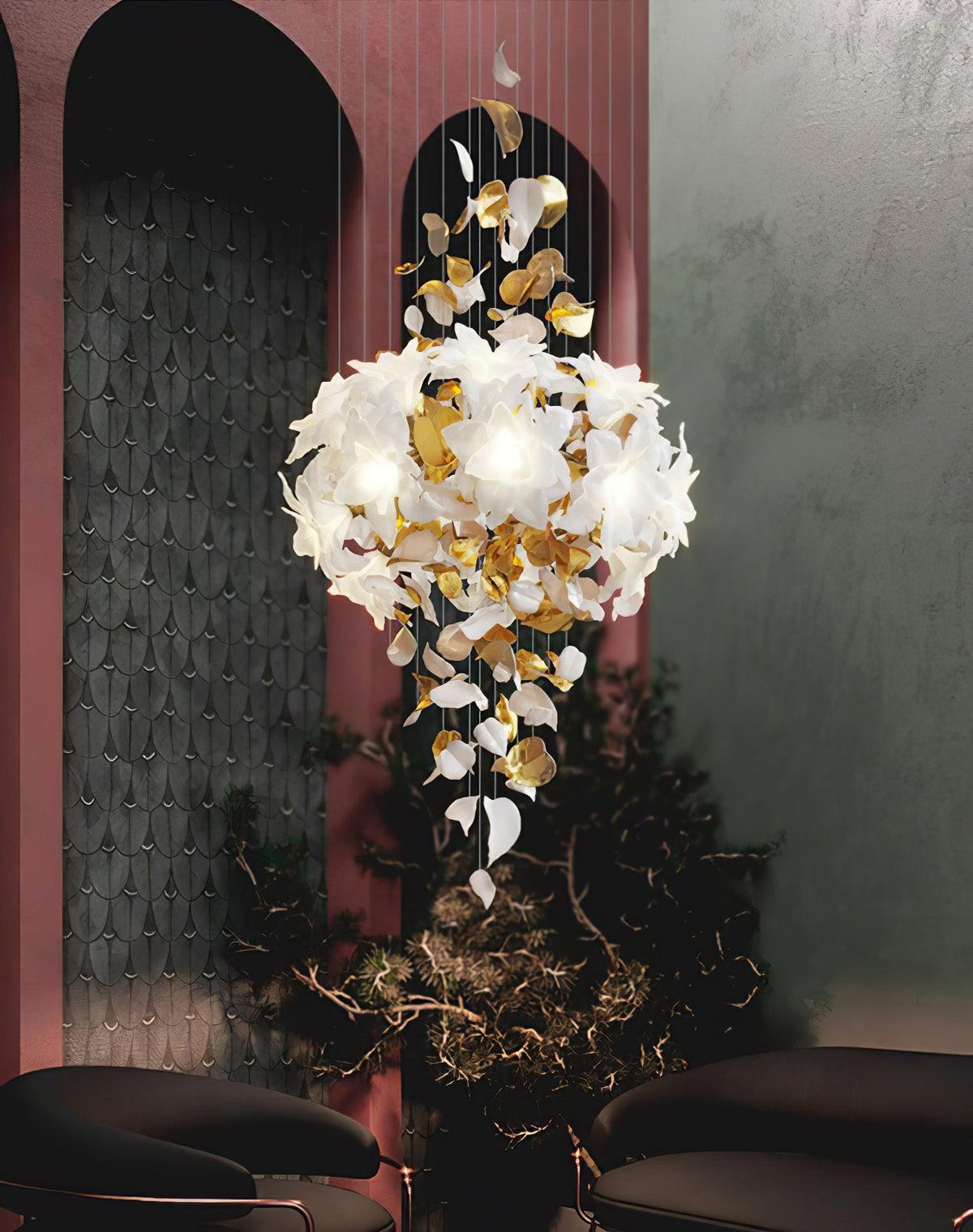 Araeos Flying Flowers Fluttering Kroonluchter van messing