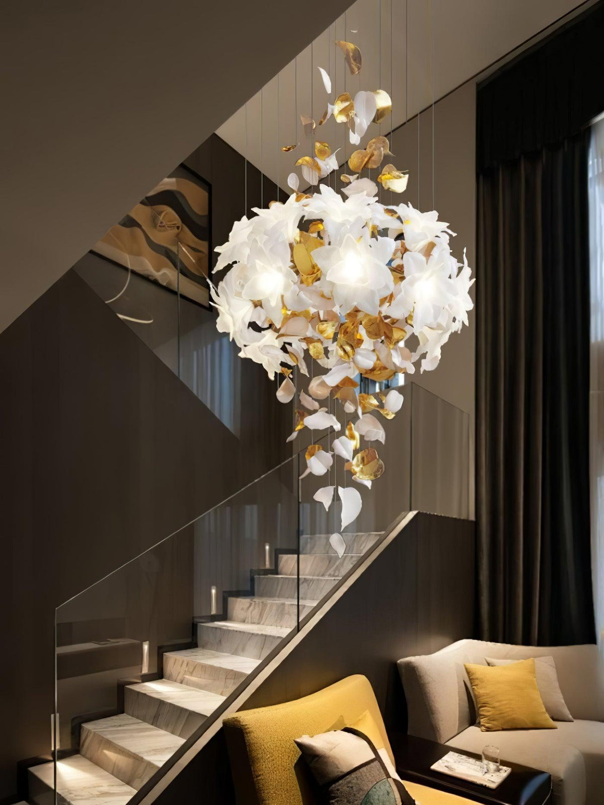 Araeos Flying Flowers Fluttering Kroonluchter van messing