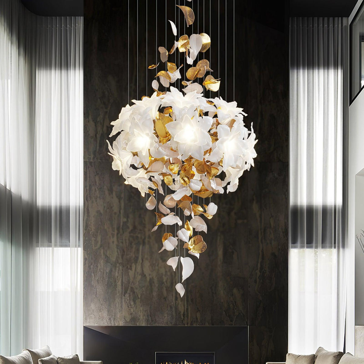 Araeos Flying Flowers Fluttering Kroonluchter van messing