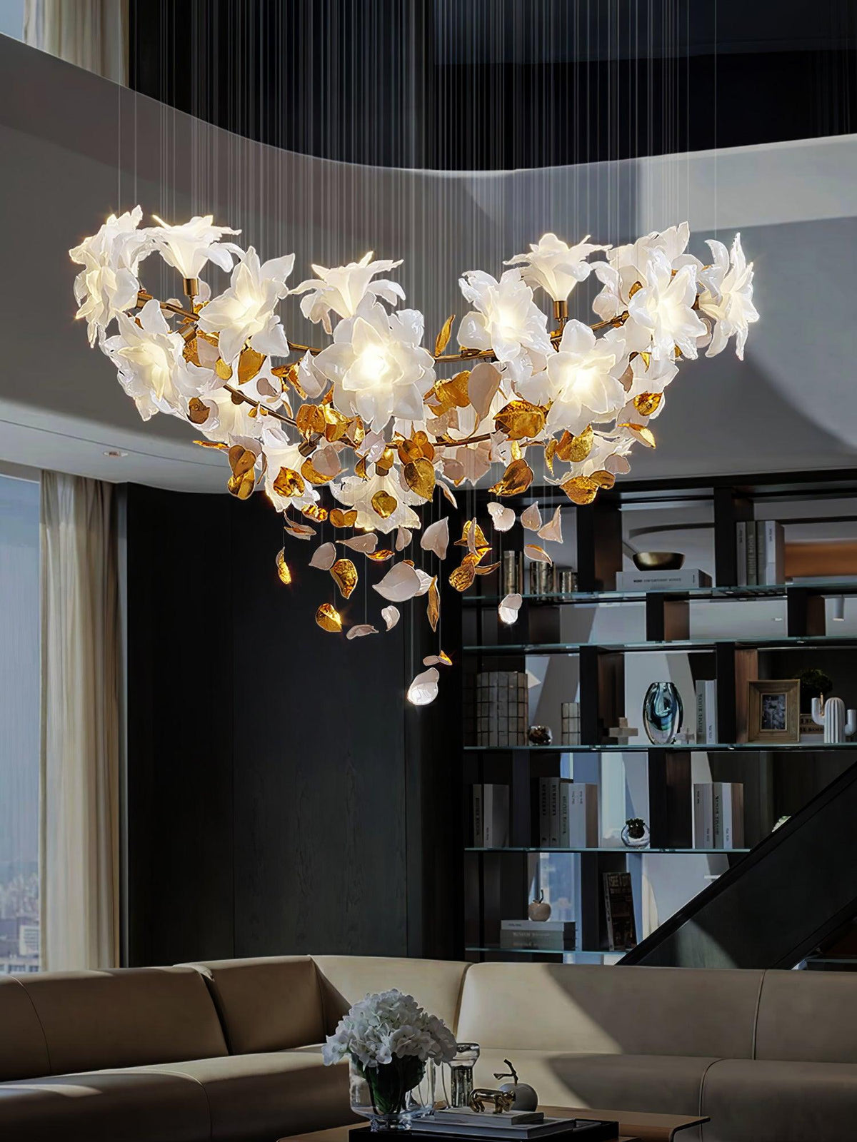 Araeos Flying Flowers Fluttering Kroonluchter van messing