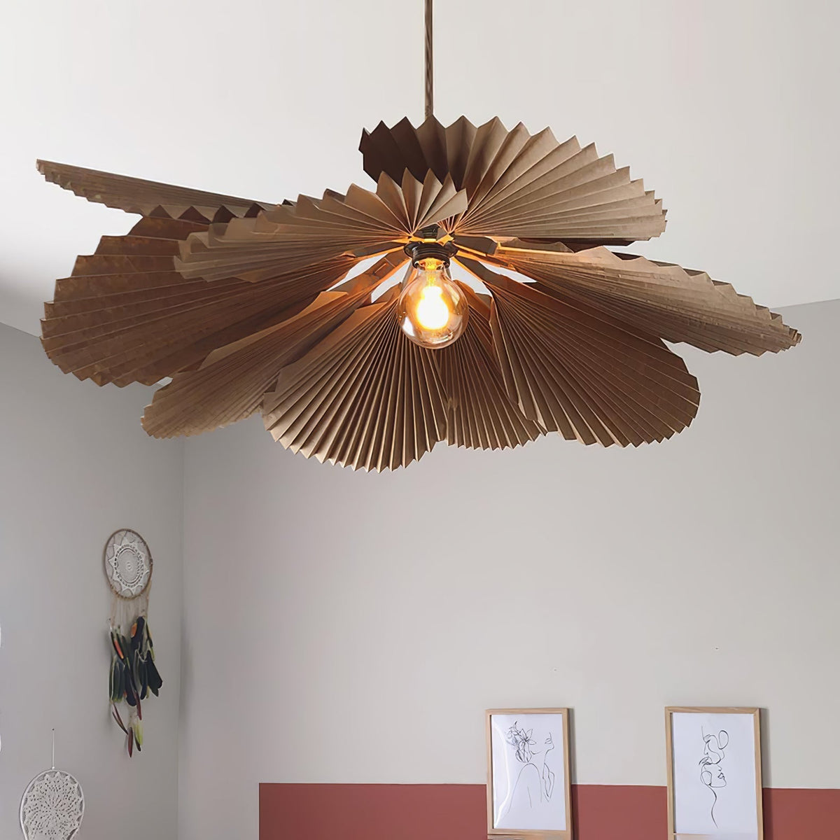 Wilto hanglamp lotusblad van gevouwen papier met bloemvorm
