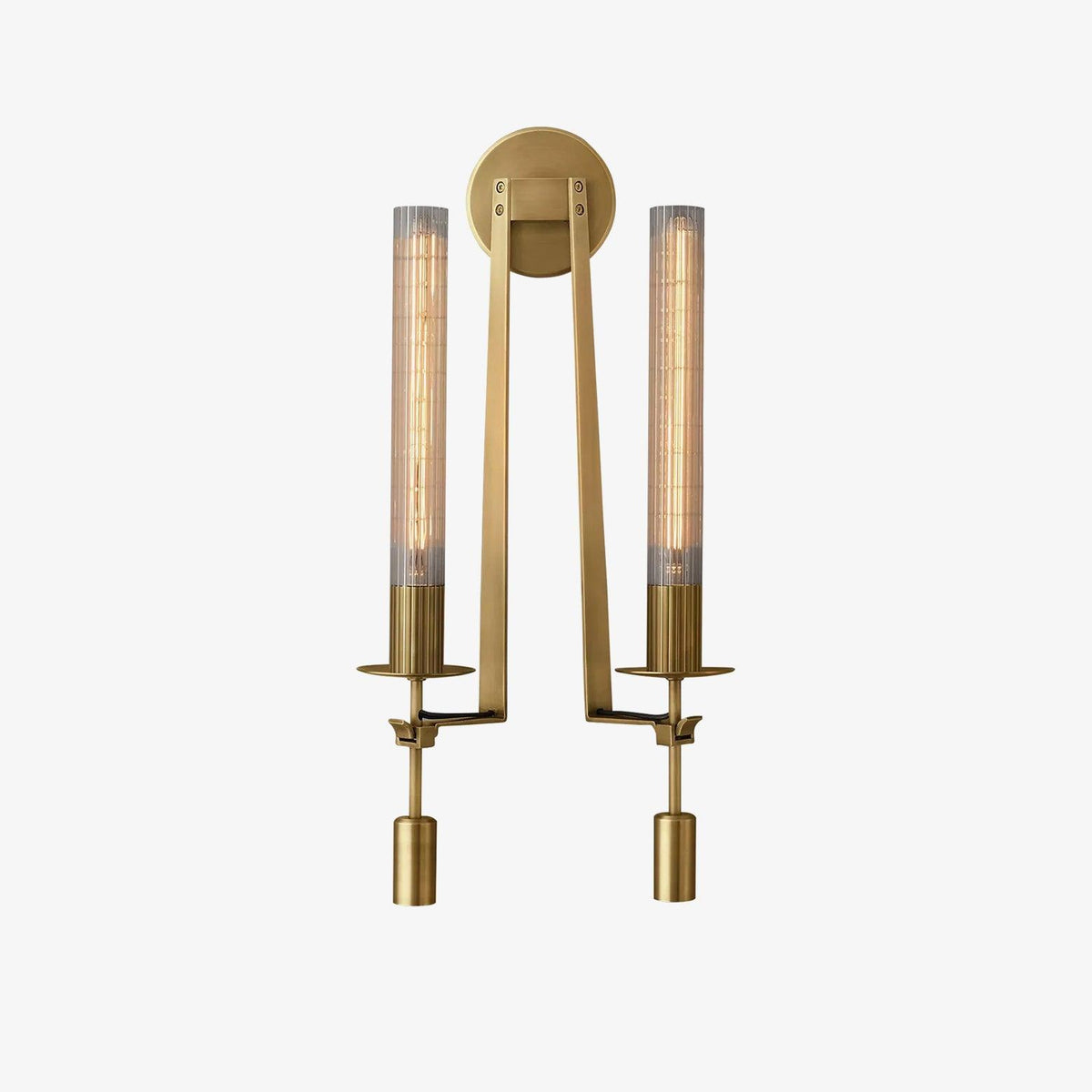 Veloora wandlamp messing Minimalistisch Geribbelde glas