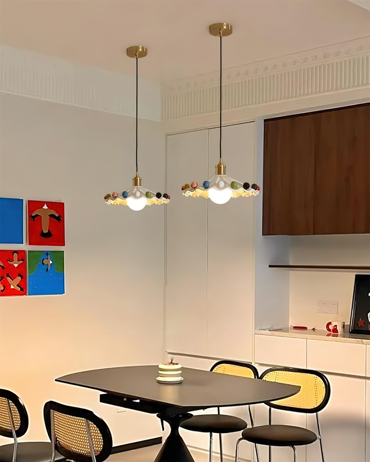 Solvira hanglamp met golfvormige keramische kap