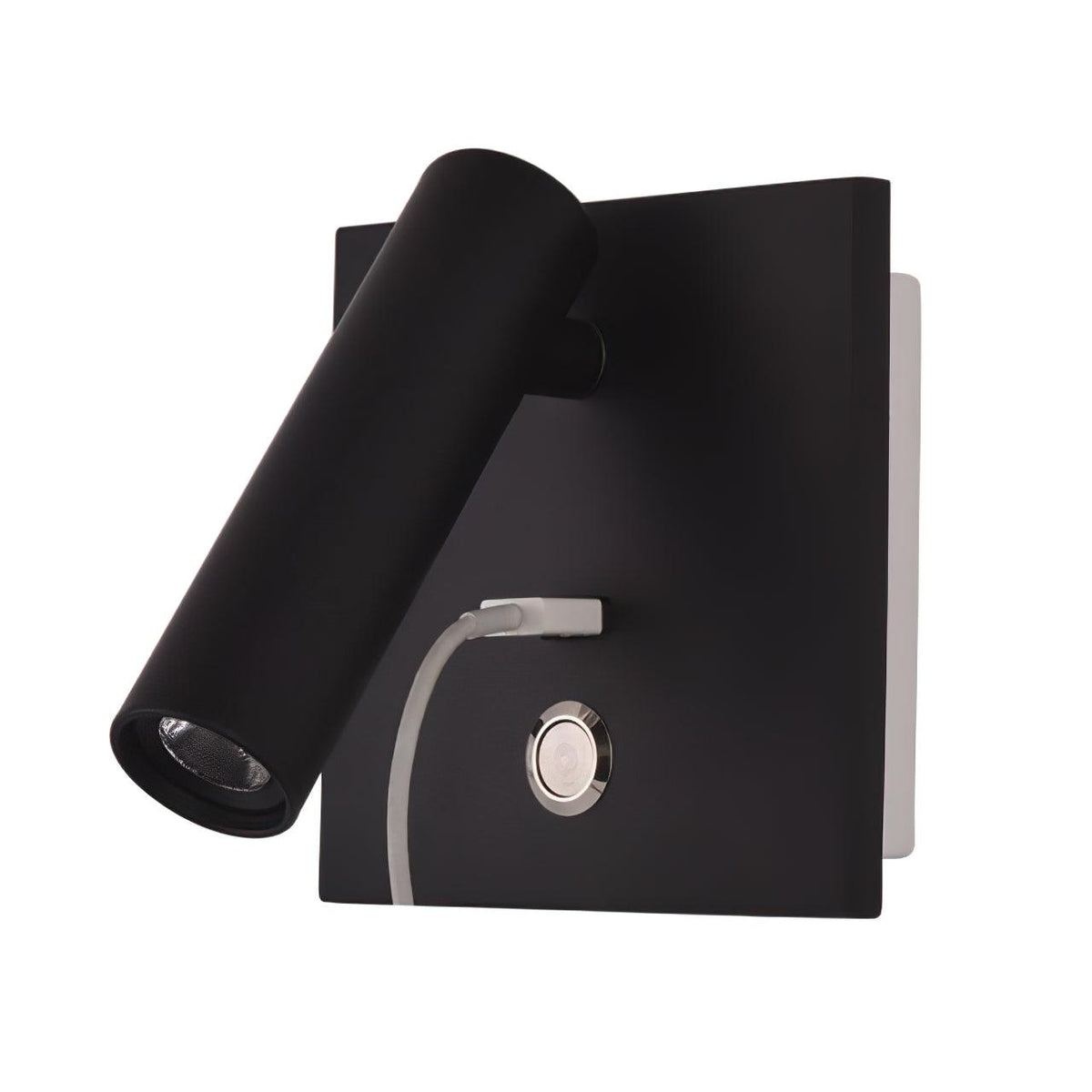 Sothis moderne minimalistische wandlamp in zwart met USB-aansluiting