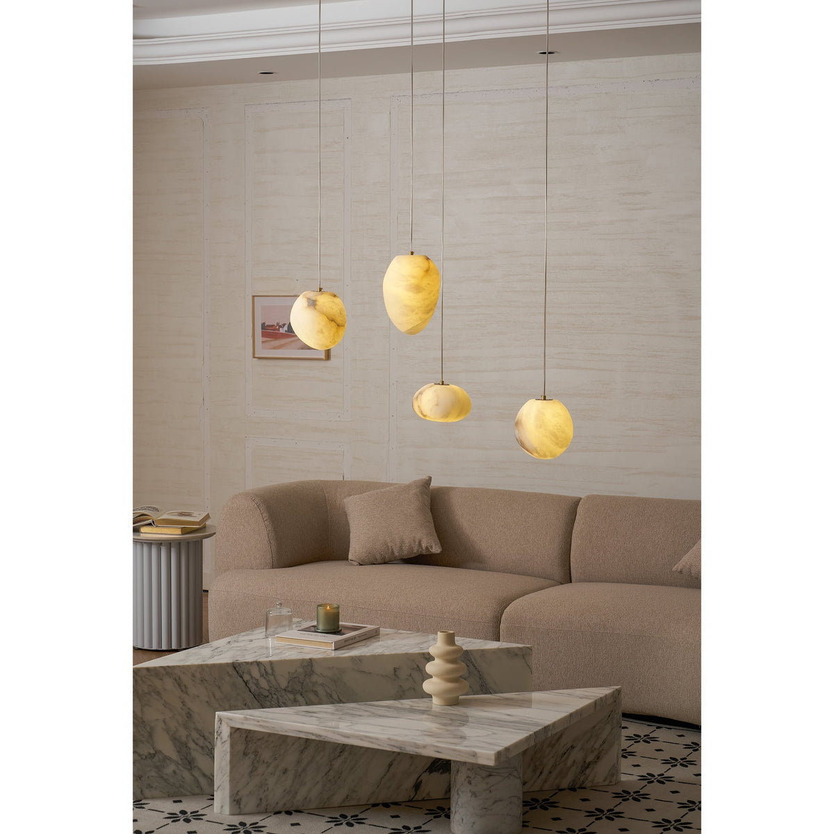 Nivisaya kiezelvormige albasten hanglamp