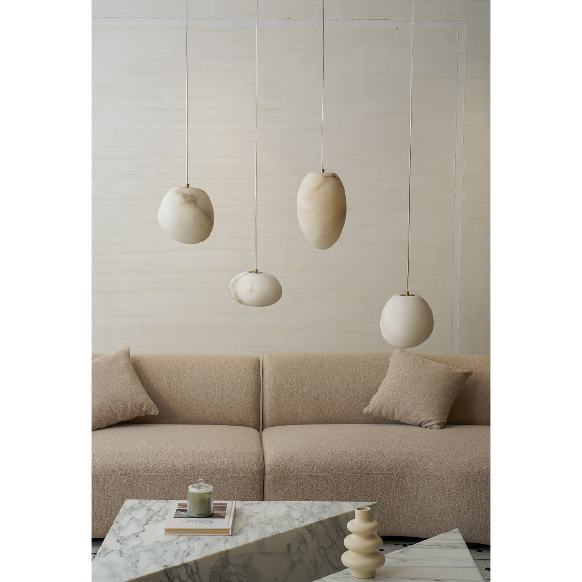 Nivisaya kiezelvormige albasten hanglamp