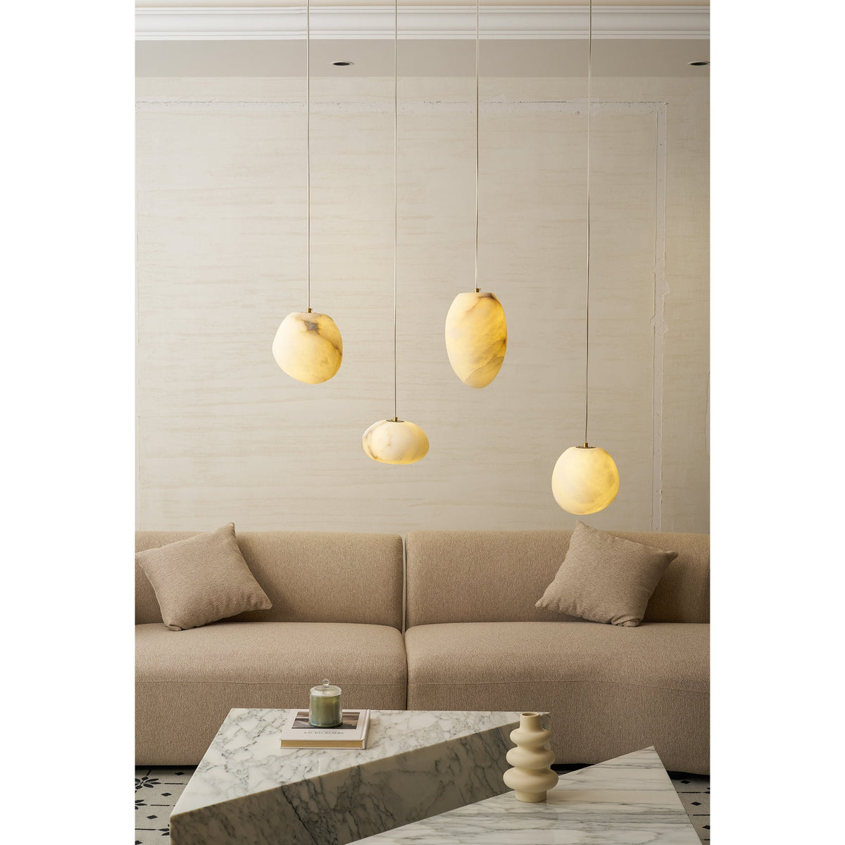 Nivisaya kiezelvormige albasten hanglamp