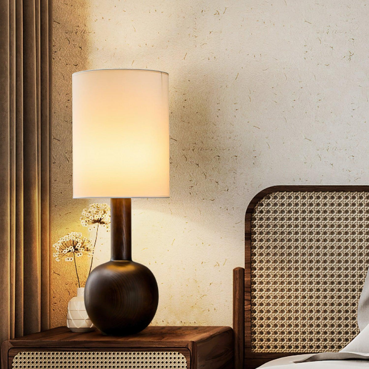 Ravmis rustieke houten tafellamp