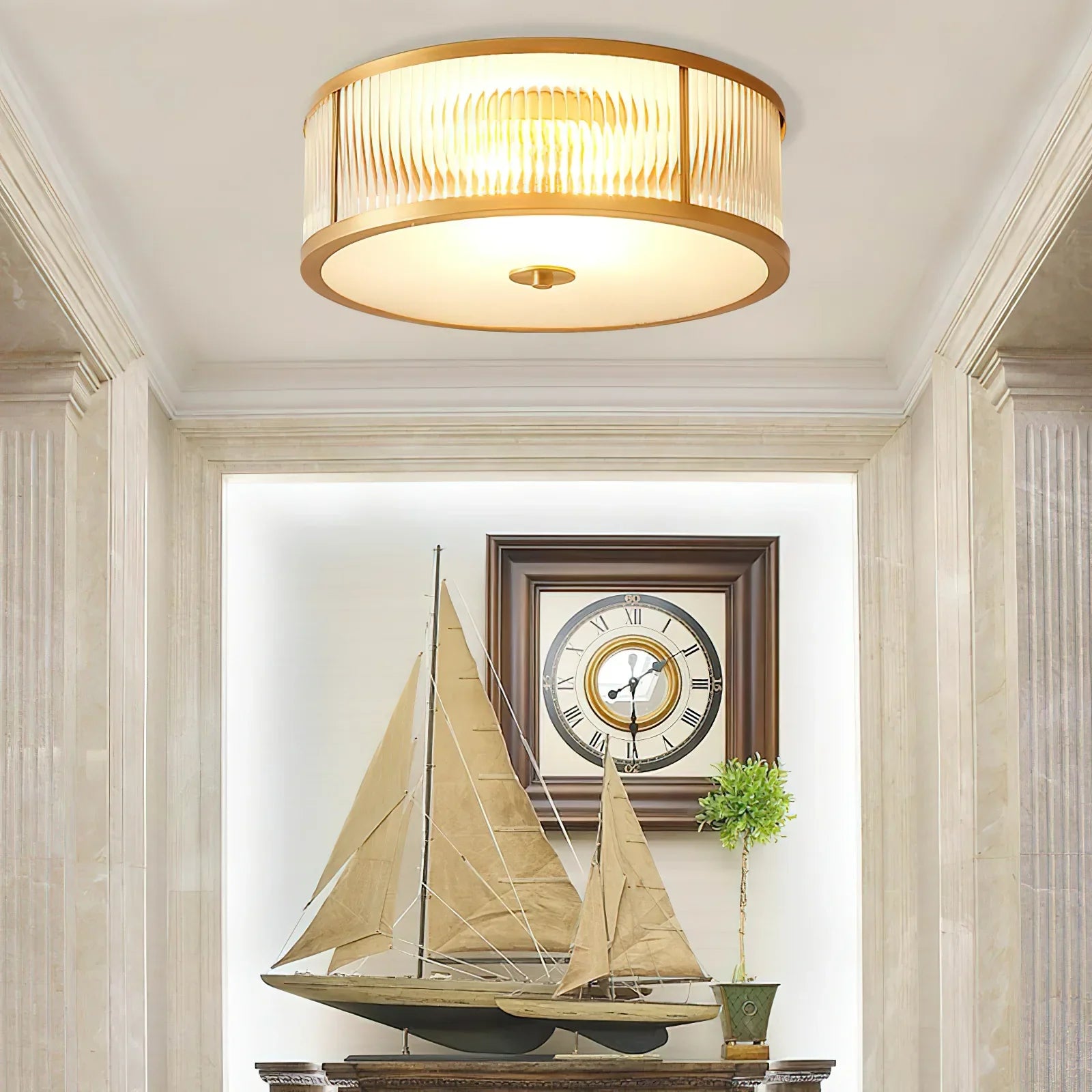 Alessio Modern Ronde Metaal Glas Plafondlamp Eetkamer Slaapkamer