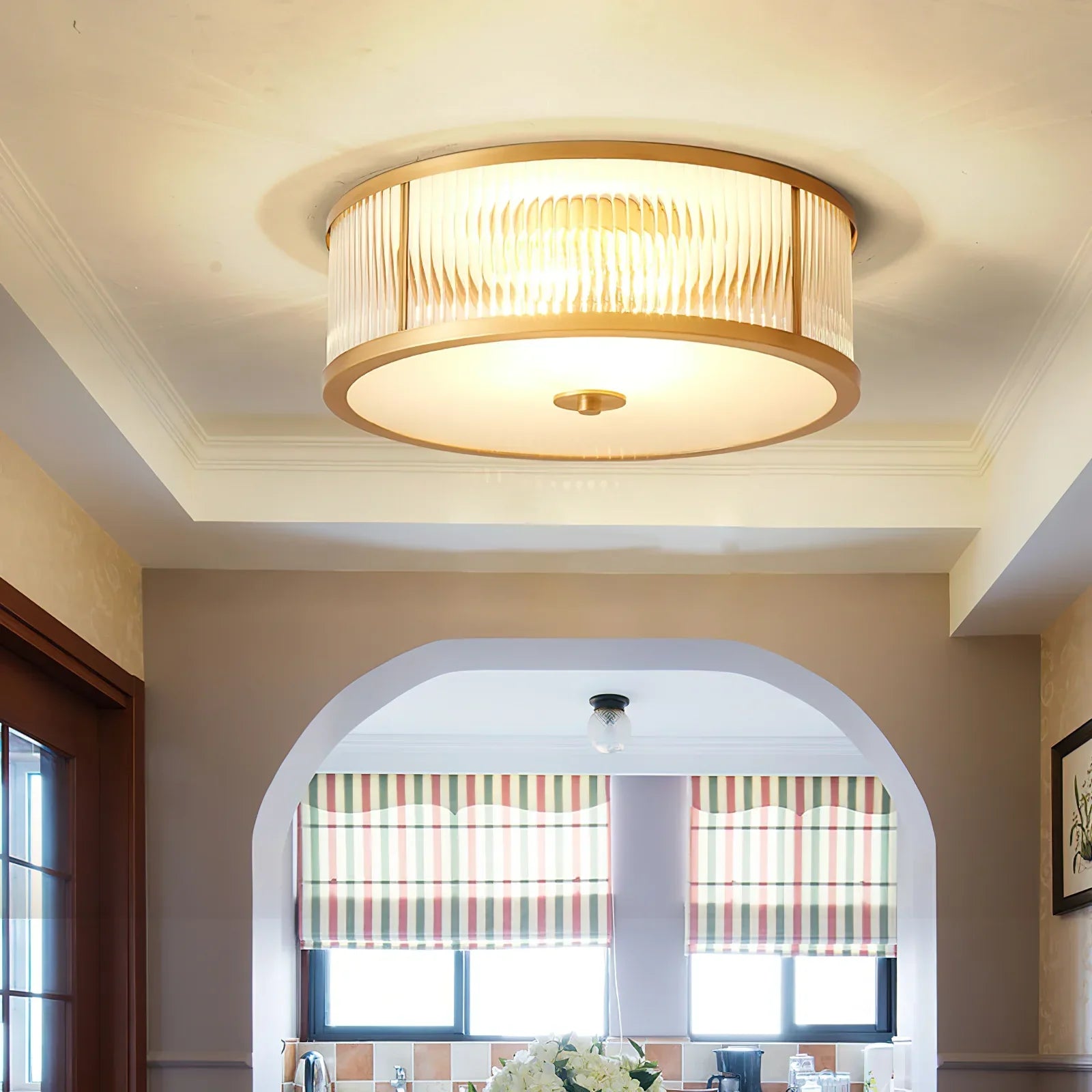 Alessio Modern Ronde Metaal Glas Plafondlamp Eetkamer Slaapkamer