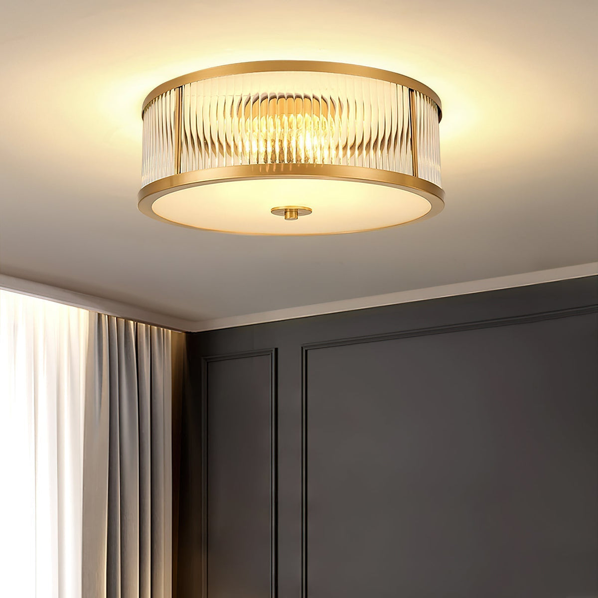 Veleriella messing glas plafondlamp