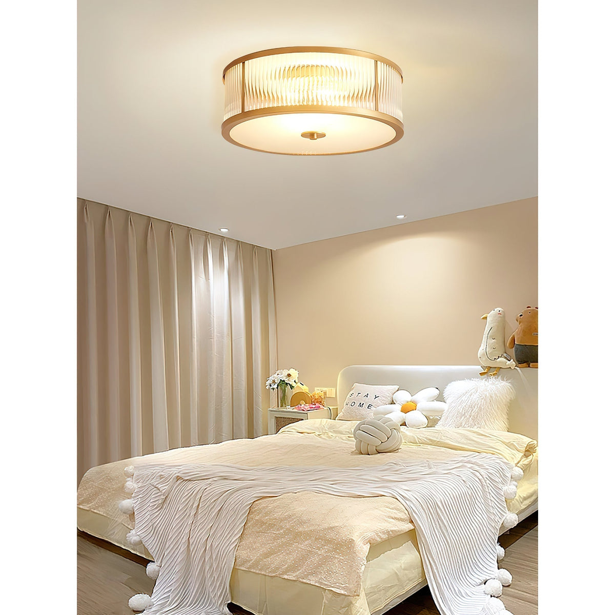 Veleriella messing glas plafondlamp