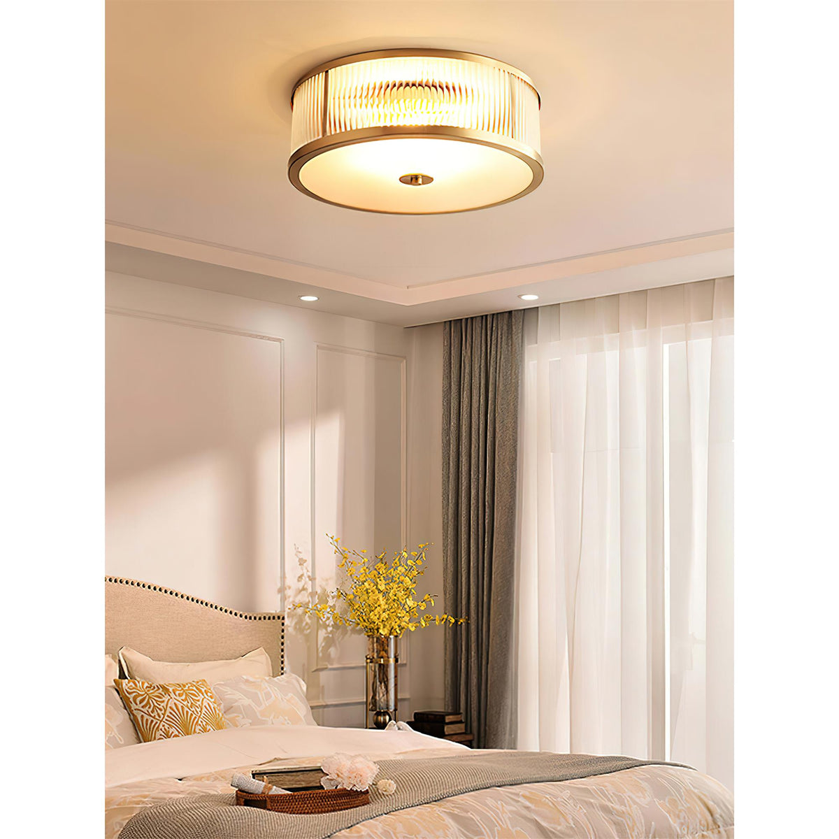 Veleriella messing glas plafondlamp