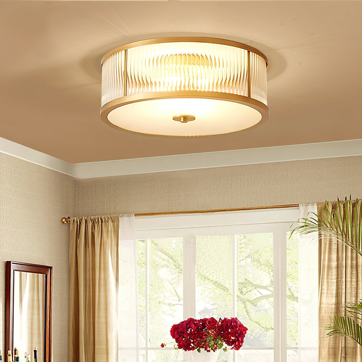 Veleriella messing glas plafondlamp
