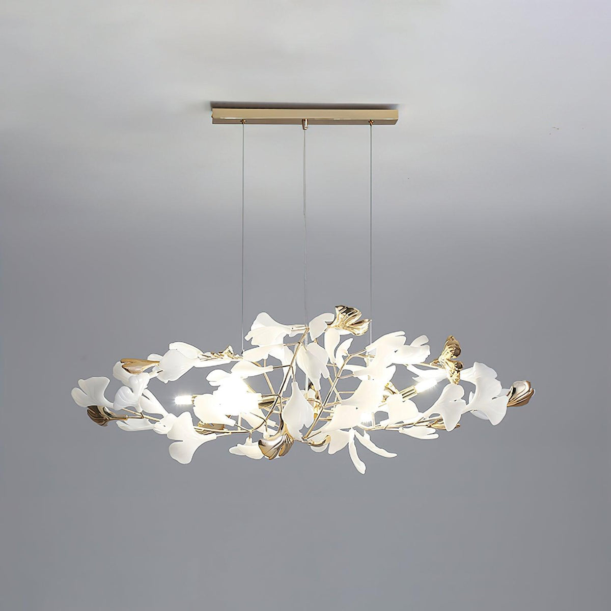 Quiven Kroonluchter Gingko Blad Keramiek Goud Elegant