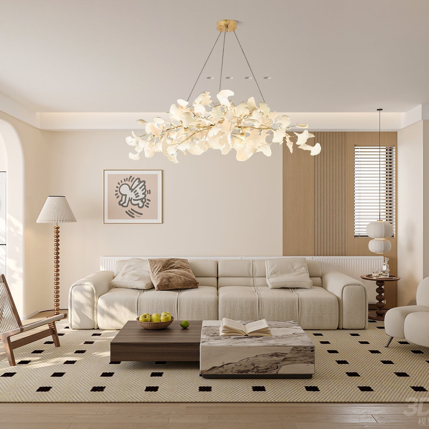Olivia Moderne Design LED Kroonluchter Wit Gouden Metaal Woonkamer