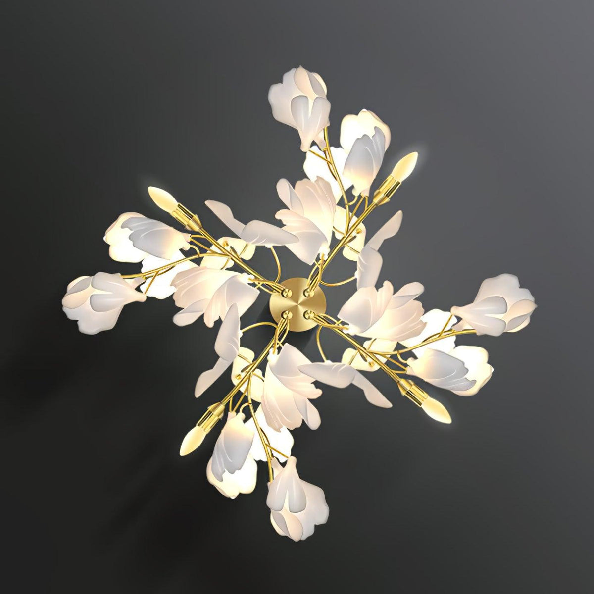 Gavriel wandlamp met ginkgobladeren in keramiek