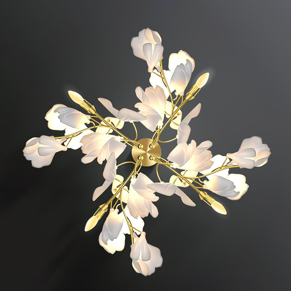 Gavriel wandlamp met ginkgobladeren in keramiek