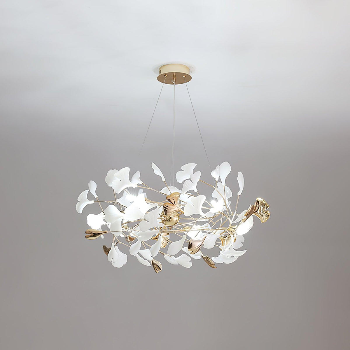 Quiven Kroonluchter Gingko Blad Keramiek Goud Elegant