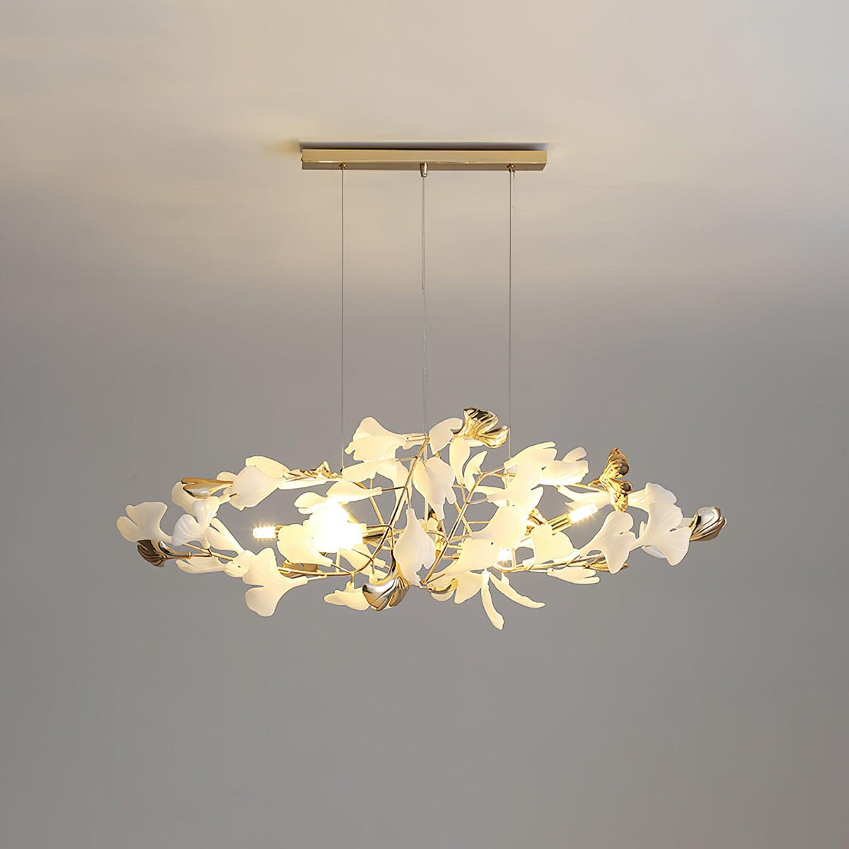 Quiven Kroonluchter Gingko Blad Keramiek Goud Elegant