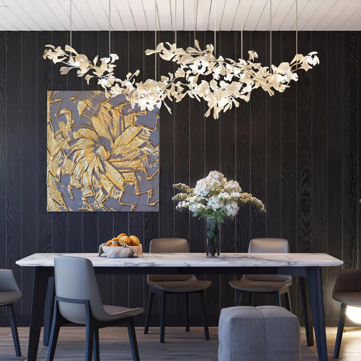 Elorus dubbel laag combinatie ginkgo kroonluchter