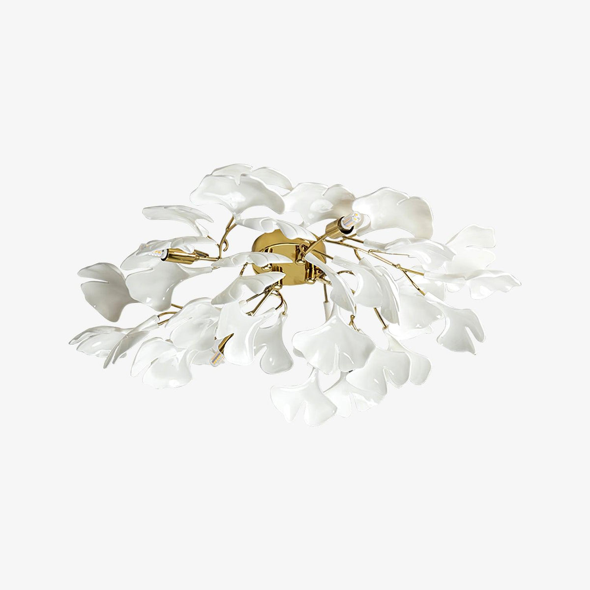 Orienaya plafondlamp Gingko-bladeren met messing tak