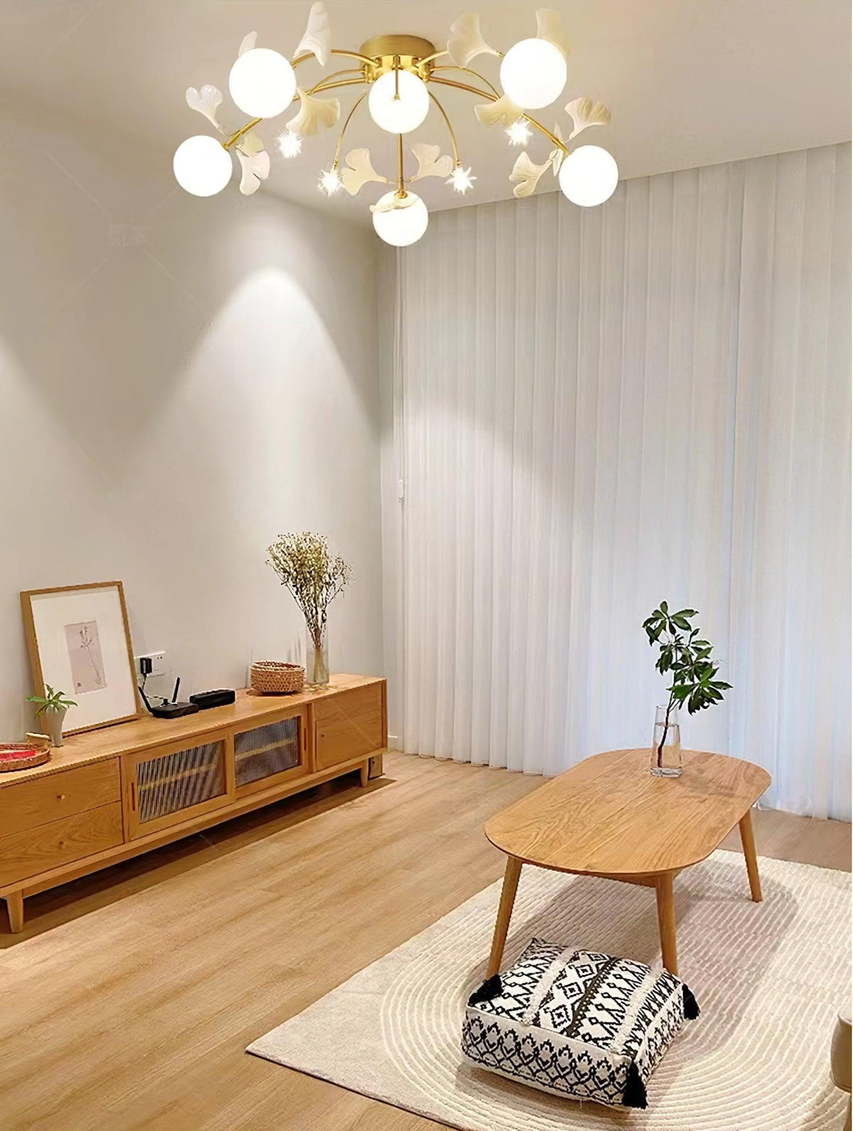 Celalaya plafondlamp Ginkgo glas voor woonkamer
