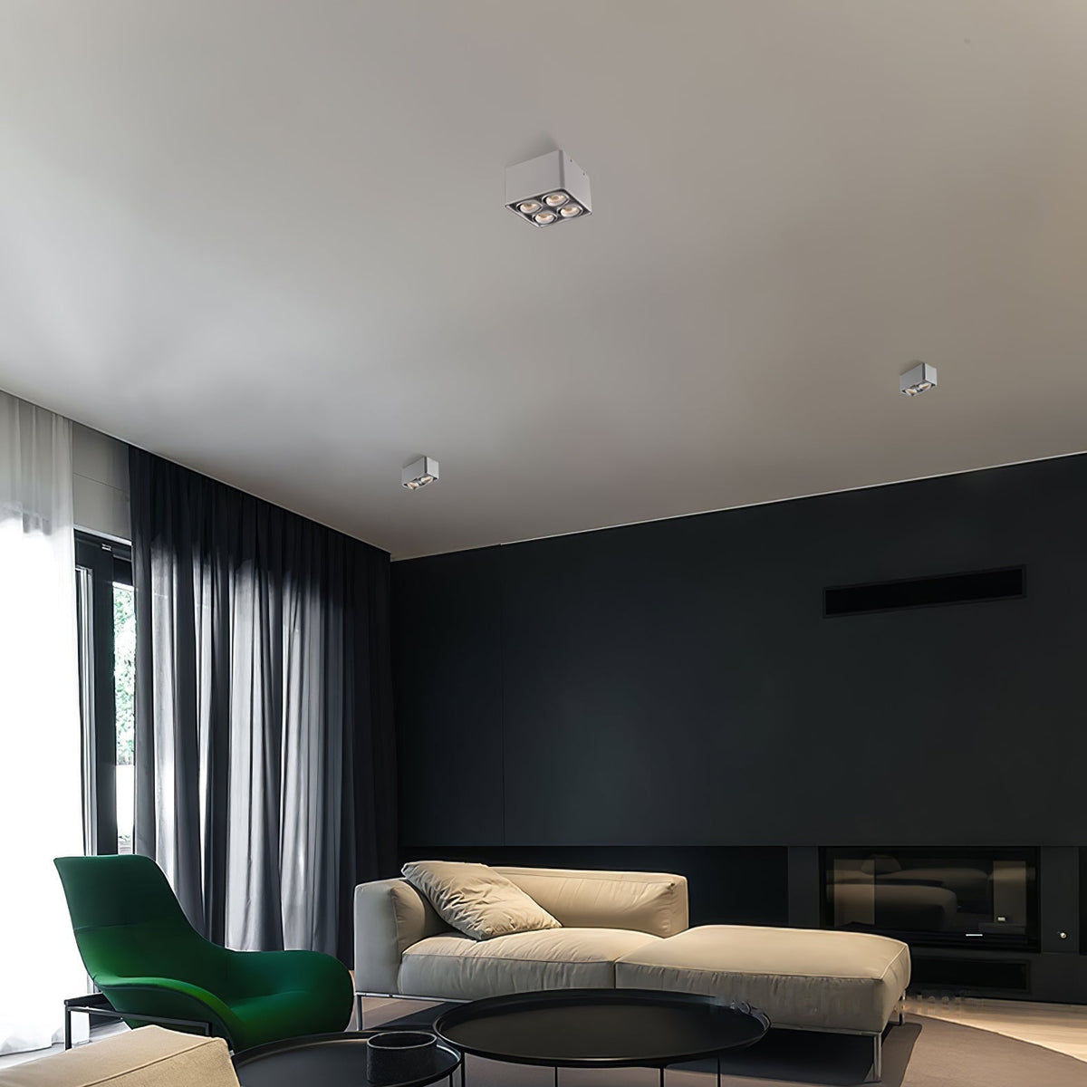 Devely Spotlight Vlakke Plafondmontage Dubbele LED Hoekige Minimalistische