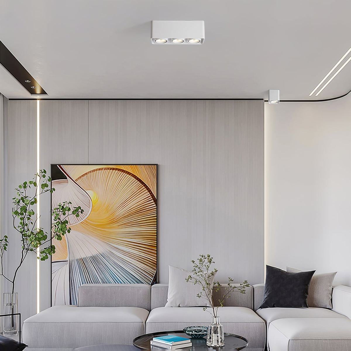 Devely Spotlight Vlakke Plafondmontage Dubbele LED Hoekige Minimalistische