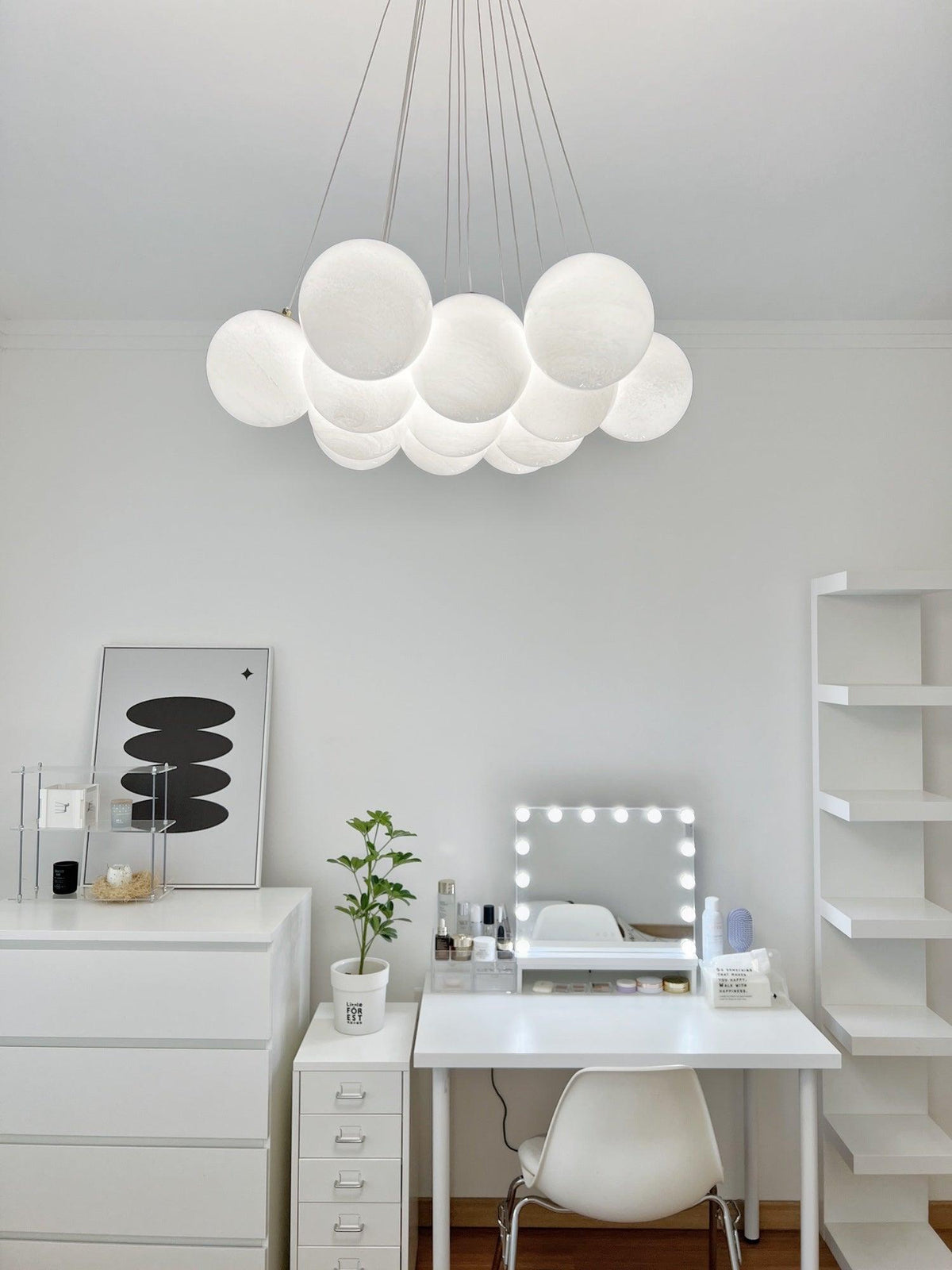 Celalissa Kroonluchter met Glascluster en Matglas
