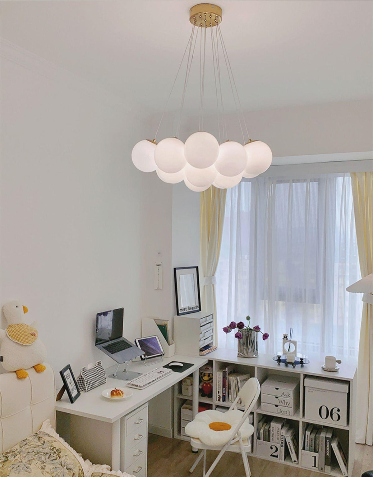 Celalissa Kroonluchter met Glascluster en Matglas