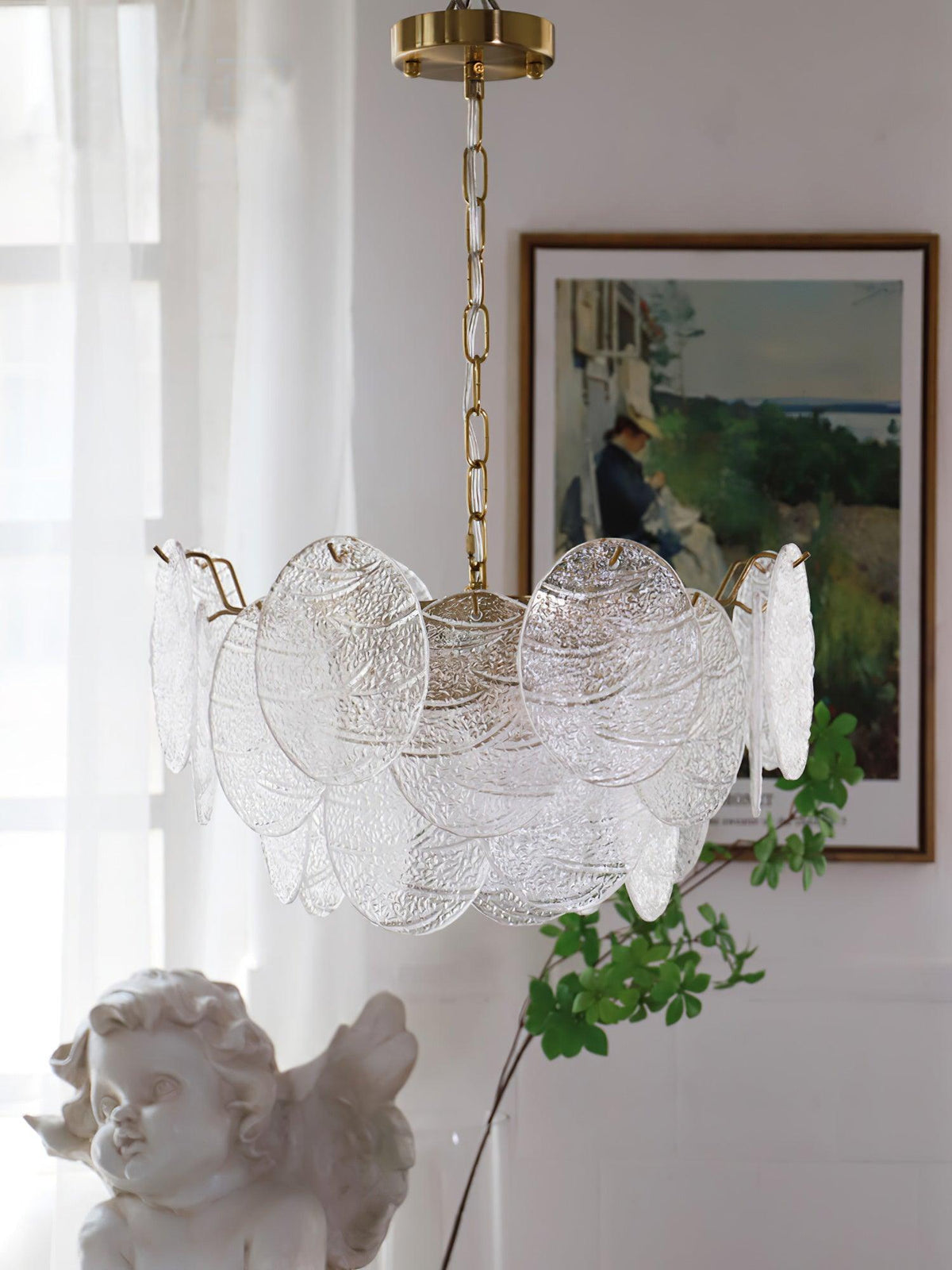 Eirenian Kroonluchter glas Disc Goud
