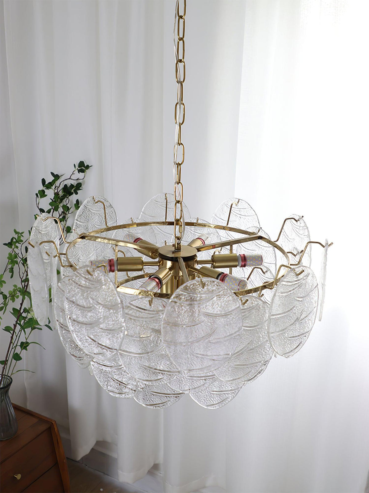 Eirenian Kroonluchter glas Disc Goud