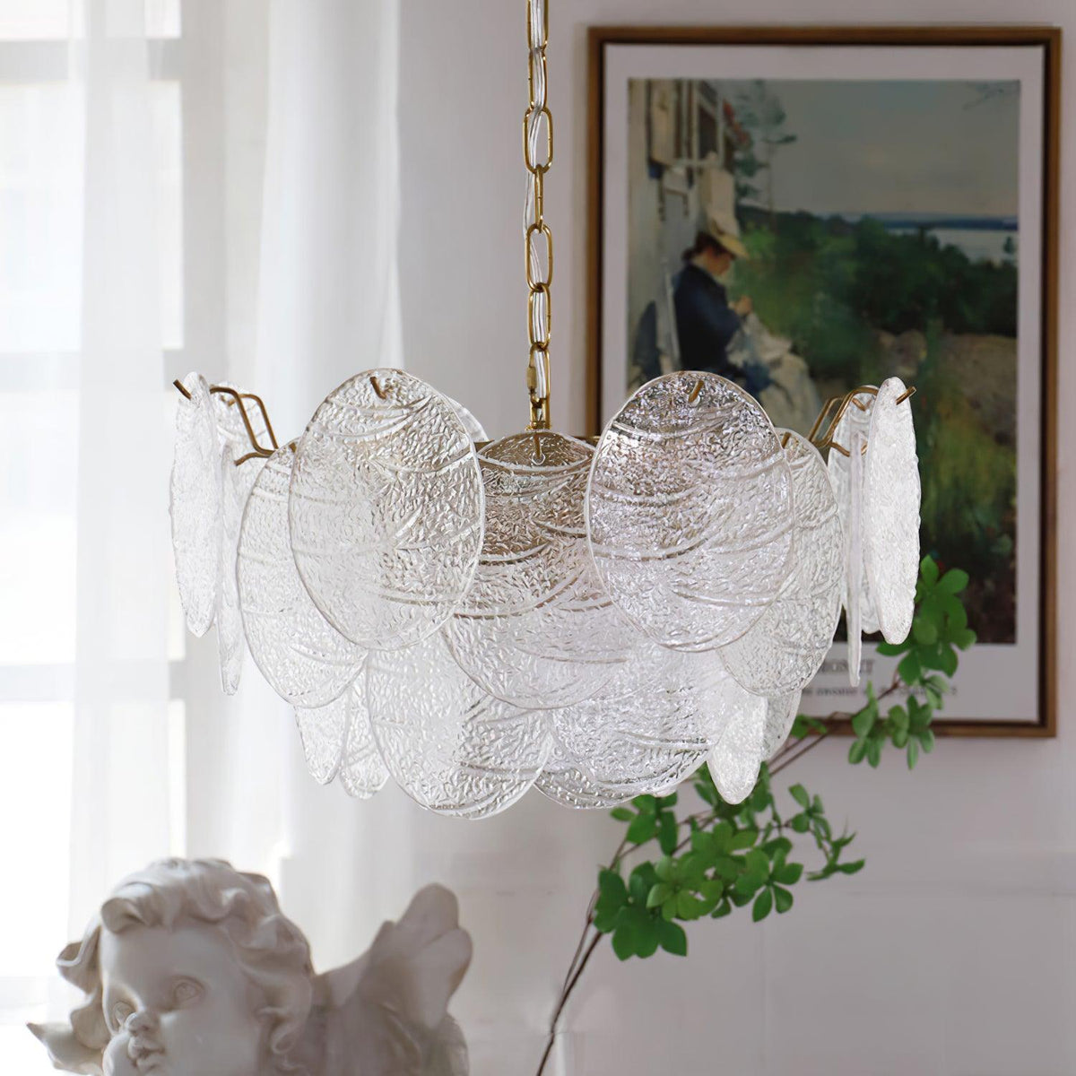 Eirenian Kroonluchter glas Disc Goud