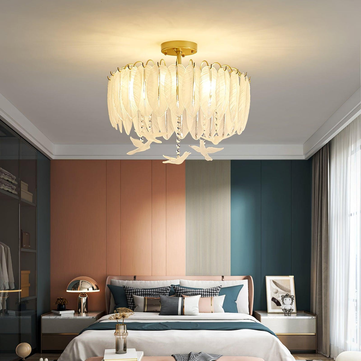 Eiriselle plafondlamp glasveer vogel elegant