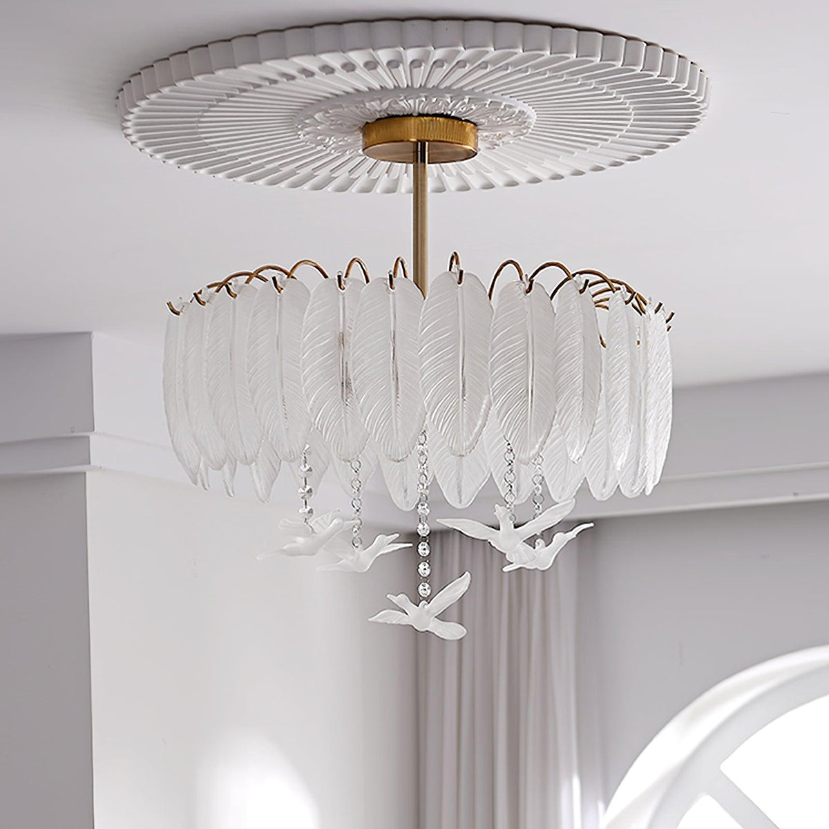 Eiriselle plafondlamp glasveer vogel elegant