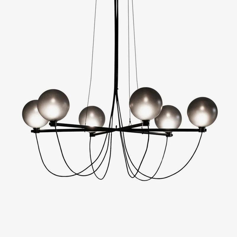 Valentina Scandinavisch Moderne Glazen Bol Kroonluchter Rookgrijs/Blauw Woon/Slaap/Eetkamer
