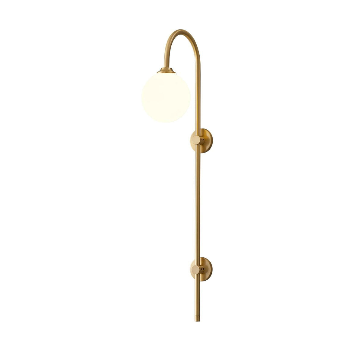 Nyvaris moderne minimalistische wandlamp met bolvormig glazen kap in messing
