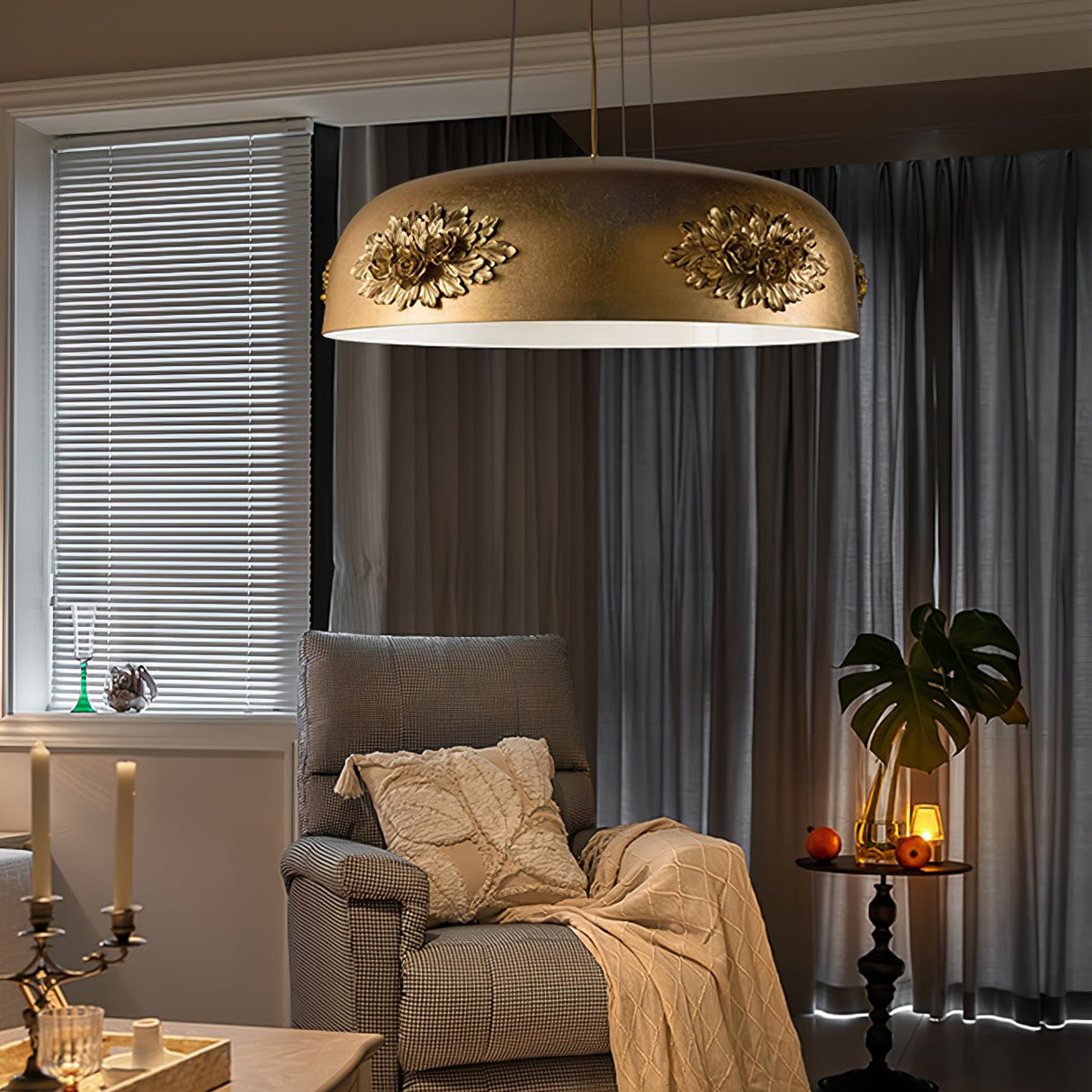 Zesolila Traditionele kunst hanglamp van goudkleurig metaal