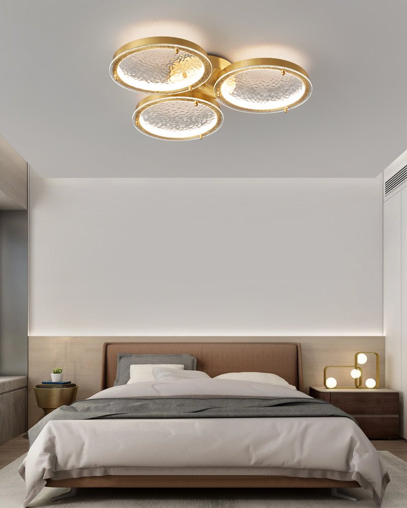 Itale unieke ringen van goudkleurig messing met glazen plafondlamp