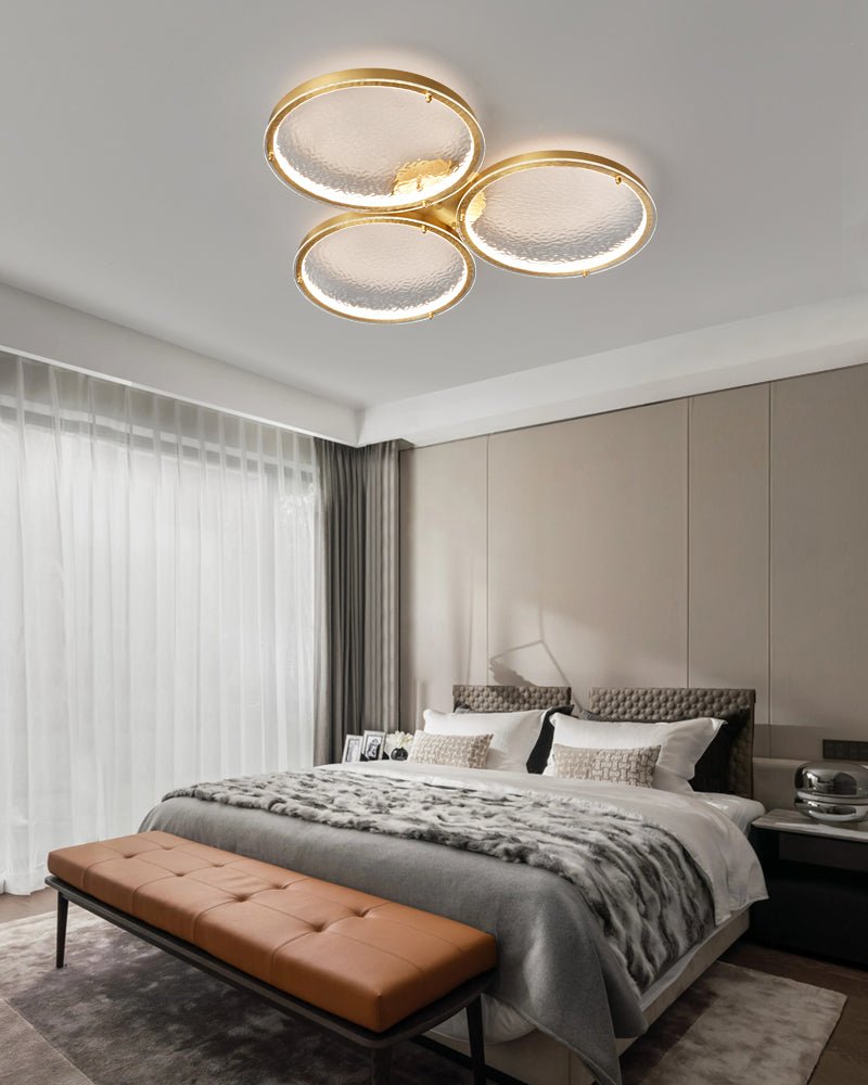 Itale unieke ringen van goudkleurig messing met glazen plafondlamp