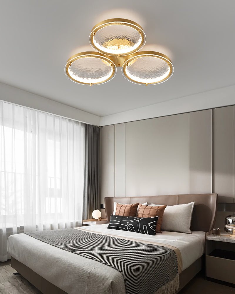 Itale unieke ringen van goudkleurig messing met glazen plafondlamp