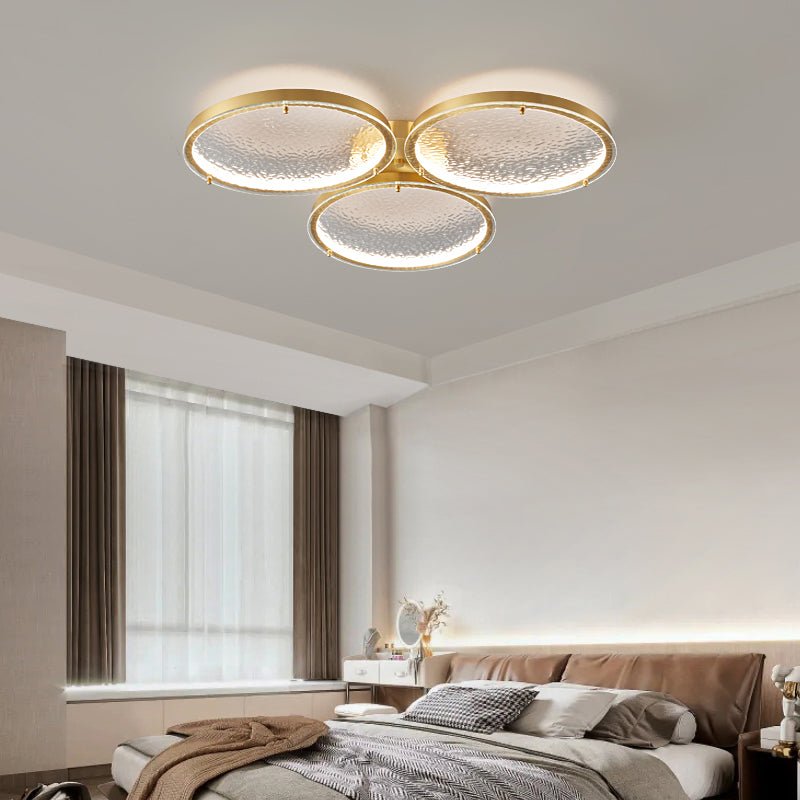 Itale unieke ringen van goudkleurig messing met glazen plafondlamp