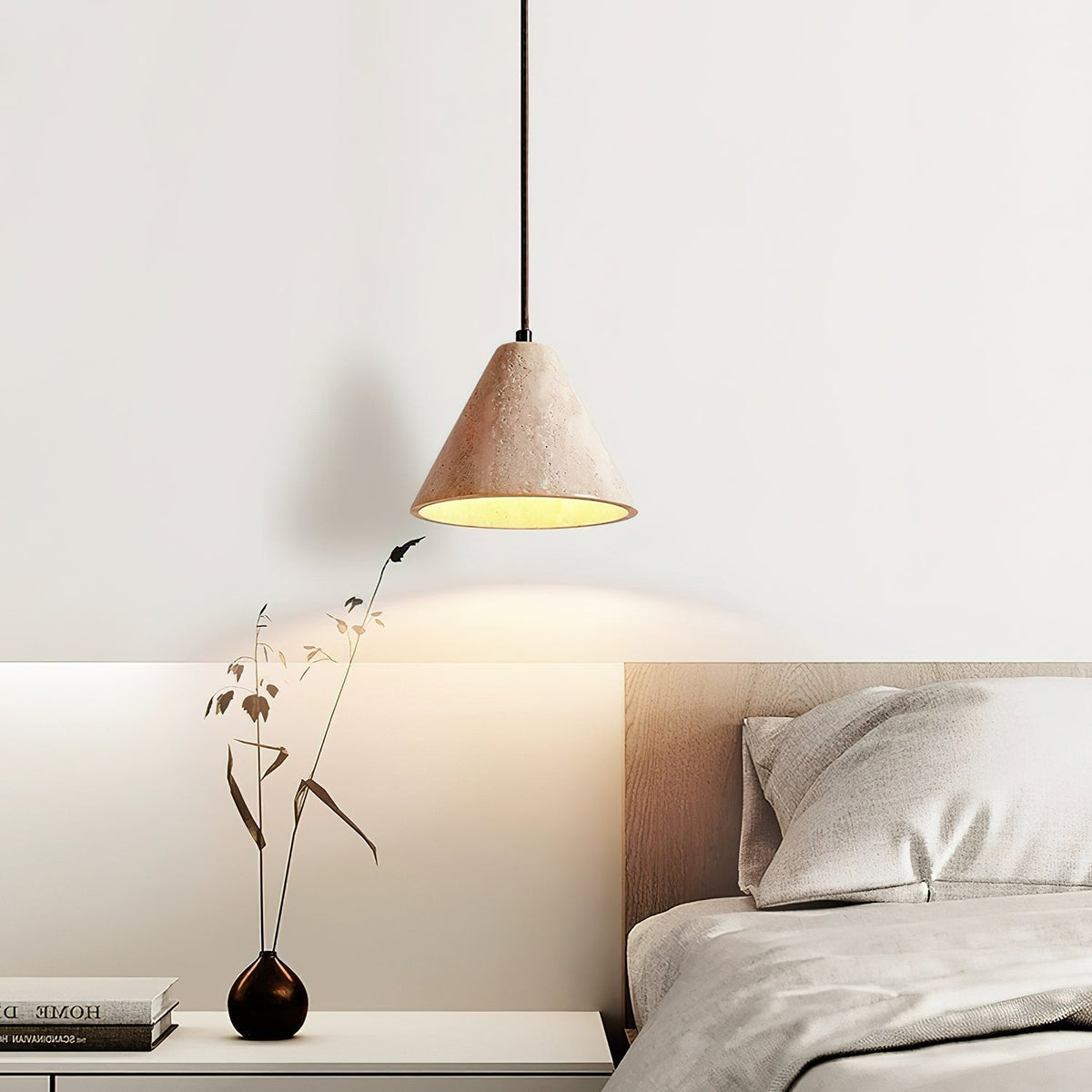Cezoriel conische hanglamp van geel travertin