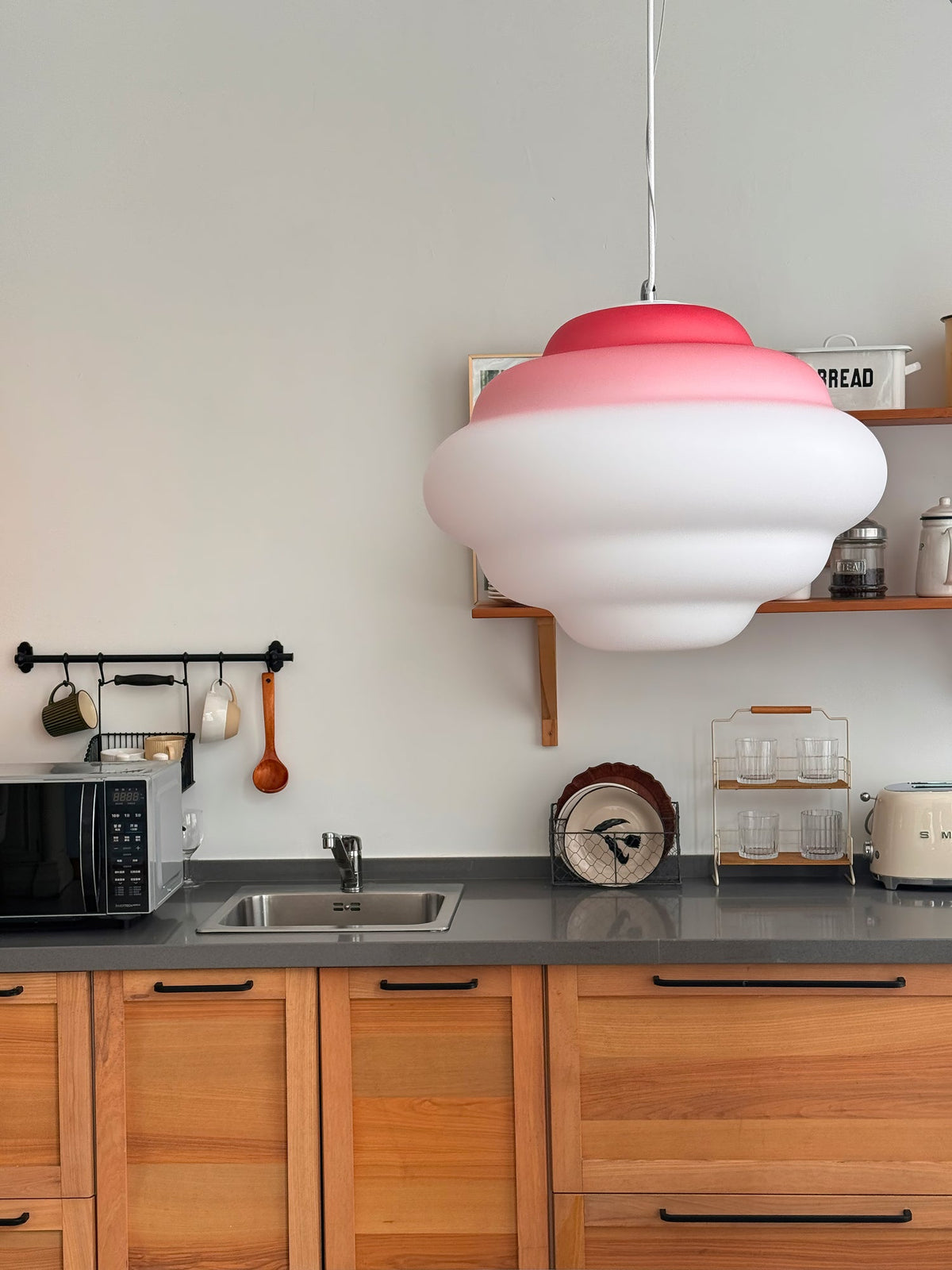 Eurvenara Premium Noordse kunst hanglamp met wolkig glas