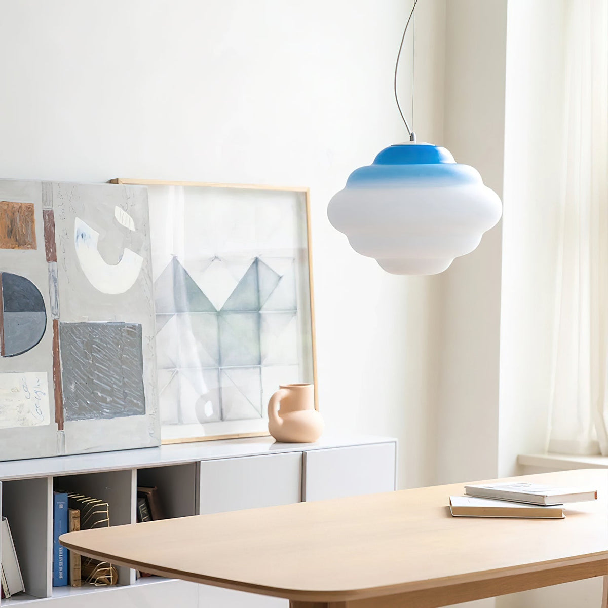Eurvenara Premium Noordse kunst hanglamp met wolkig glas